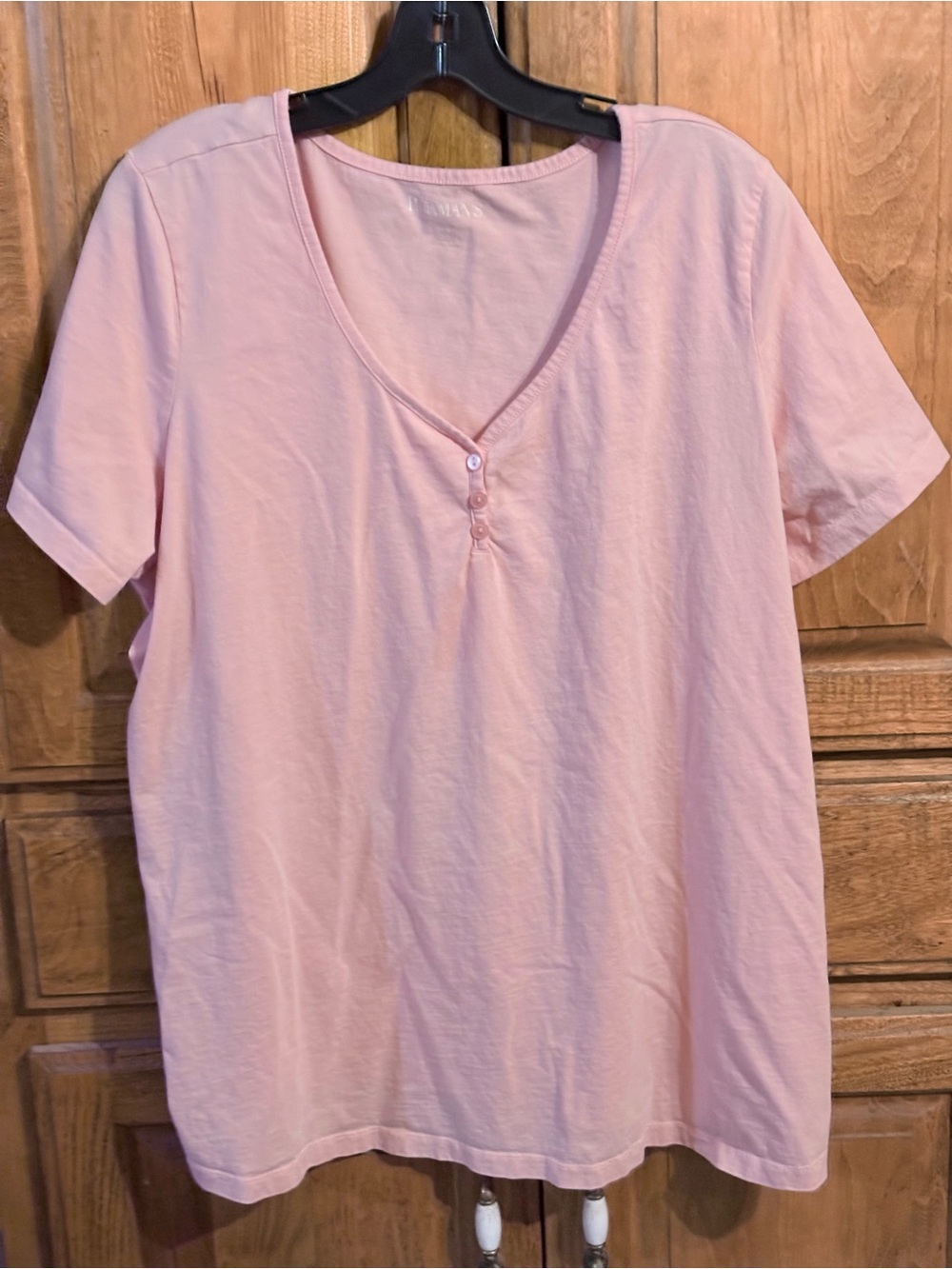Roaman’s Pink Short-Sleeve Henley Princess Tee 22/24